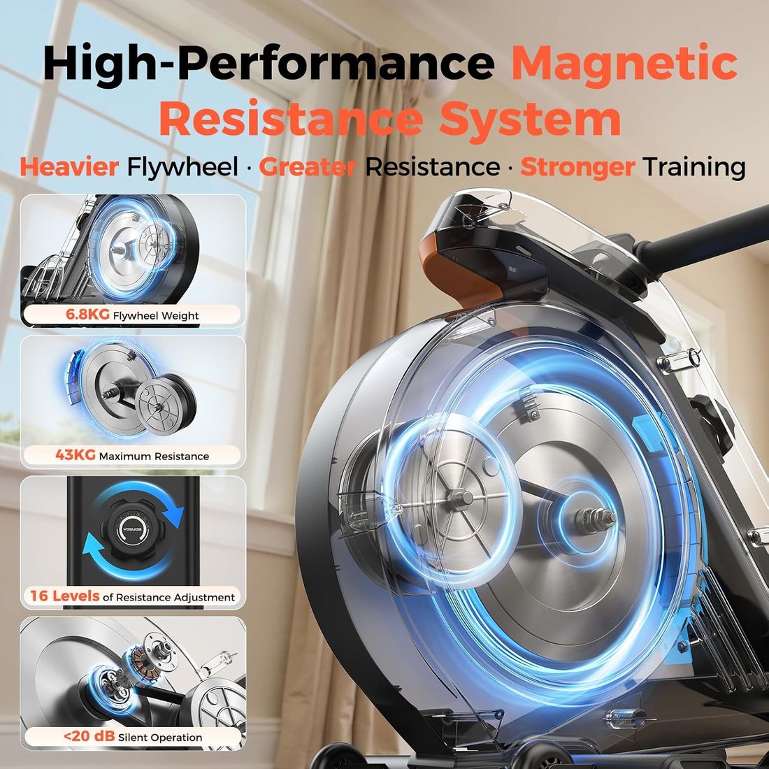 PRO Foldable Magnetic Rower H-187 view 4