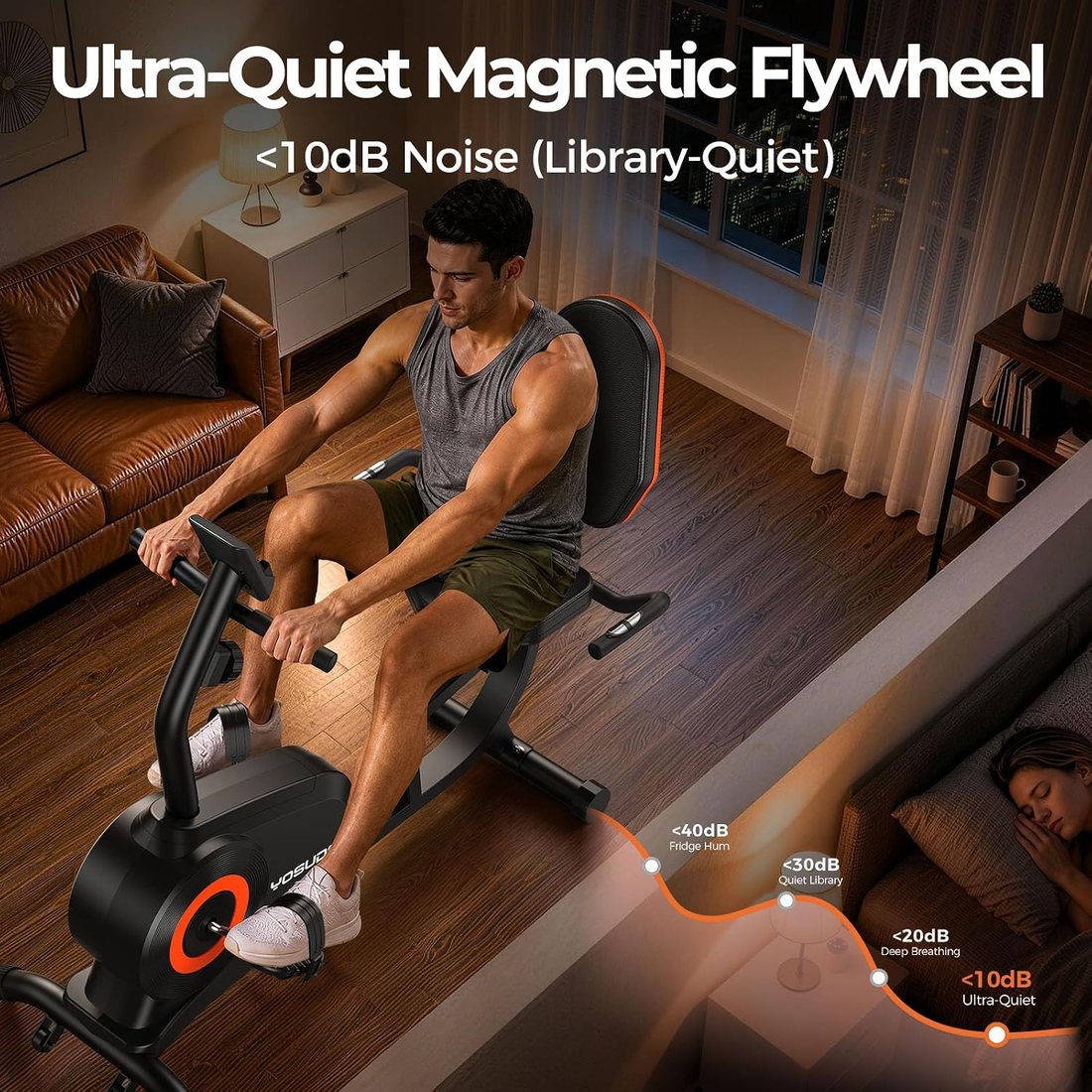 Recumbent Bike with App and Footstraps view 3
