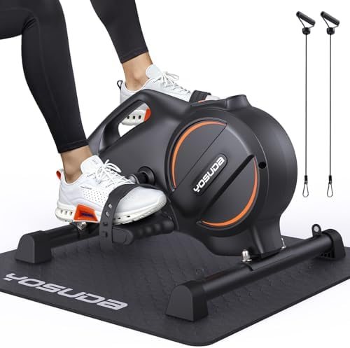 YOSUDA under desk bike with resistance bands and mat